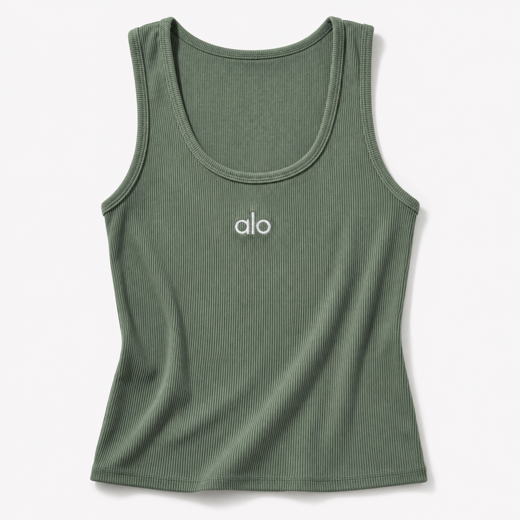 Ribbed Tank Top Χακί – Εφαρμοστό & Ελαστικό