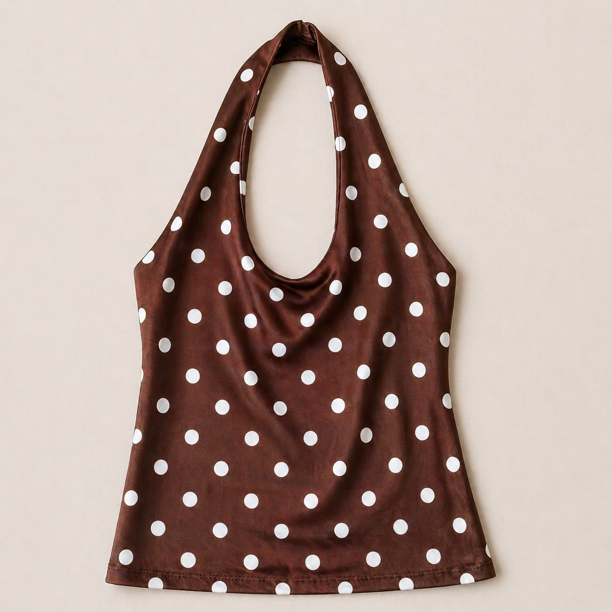 Polka Dot Halter Top – Chocolate Brown