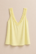 Κίτρινο Top με Δαντέλα V-Neck