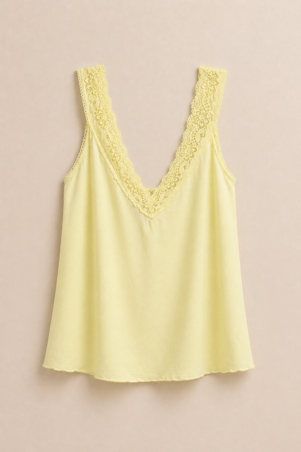 Κίτρινο Top με Δαντέλα V-Neck