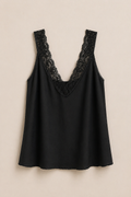 Μαύρο Top με Δαντέλα V-Neck