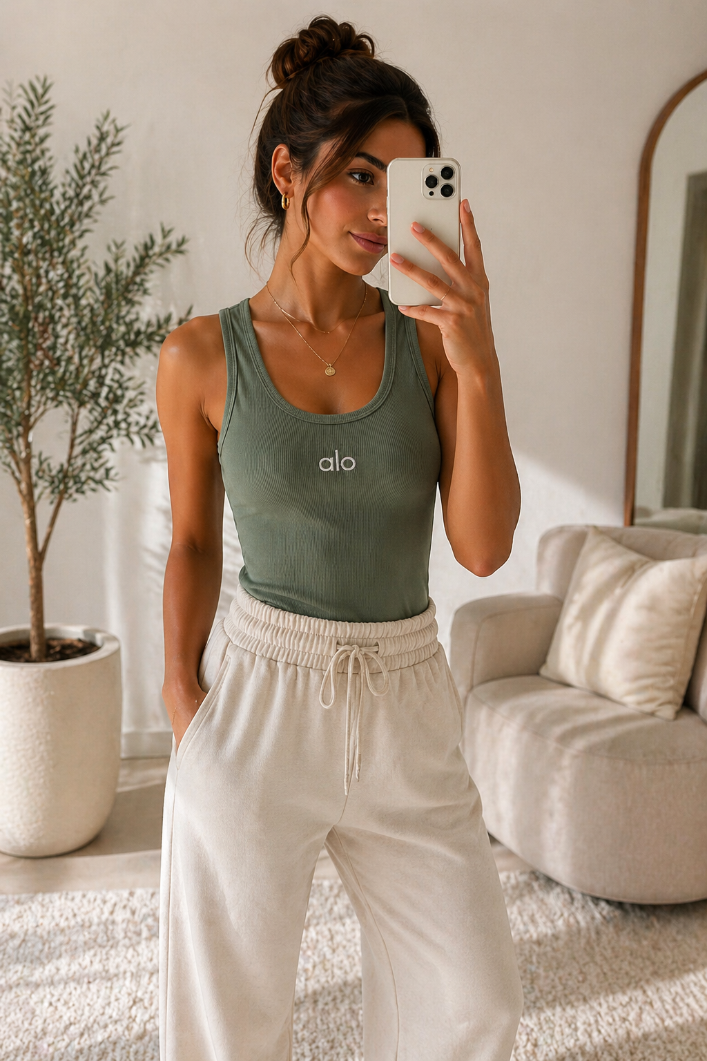 Ribbed Tank Top Χακί – Εφαρμοστό & Ελαστικό